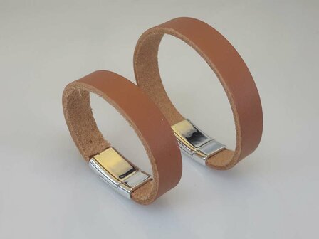 Glatte Lederband kinder, Cognac, schmal, magnetverschluss
