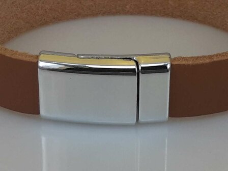 Glatte Lederband kinder, Cognac, schmal, magnetverschluss