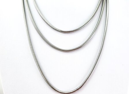 Halsketting RVS Ronde Slangenketting zilverkleur L 45cm