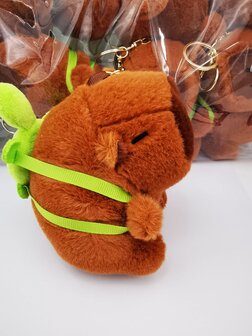 Capybara bruin + schildpadrugzakje, sleutelhanger, 12 cm, 10sts
