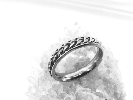 Ring, Zilverkleurig, smal, Anxiety/anti stress, Doos 36 stuks