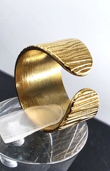 Ring Rvs Agaat Edelsteen Groene goudkleurig verstelbare