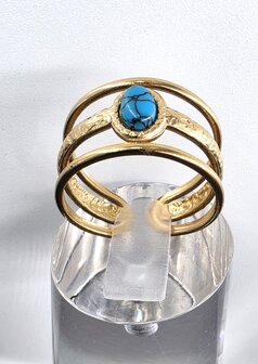Ring RVS Turkoois Edelsteen goudkleurige