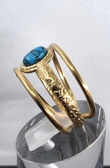Ring RVS Turkoois Edelsteen goudkleurige