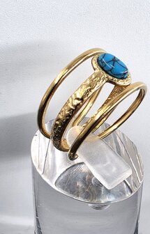 Ring RVS Turkoois Edelsteen goudkleurige