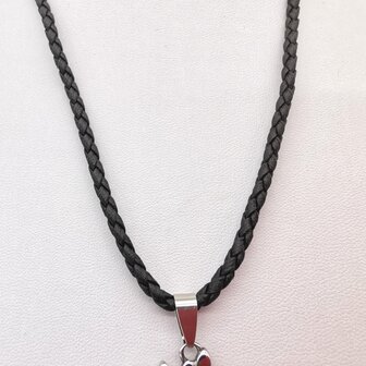 2 x Schwarze geflochtene Lederhalskette, L&auml;nge 45 oder 50 cm, D3mm
