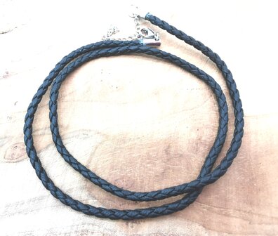 2 x Schwarze geflochtene Lederhalskette, L&auml;nge 45 oder 50 cm, D3mm