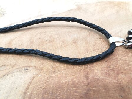 2 x Schwarze geflochtene Lederhalskette, L&auml;nge 45 oder 50 cm, D3mm
