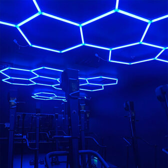 Hexagon ledverlichting voor oa garage, werkplaats, kapsalon, fitness ruimte, energiezuinig,  aluminium frame, kunststof kap