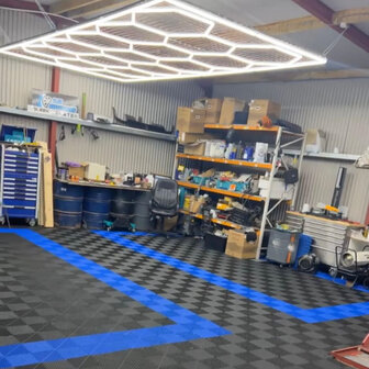 Hexagon ledverlichting voor oa garage, werkplaats, kapsalon, fitness ruimte, energiezuinig,  aluminium frame, kunststof kap