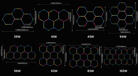 Hexagon ledverlichting voor oa garage, werkplaats, kapsalon, fitness ruimte, energiezuinig,  aluminium frame, kunststof kap