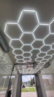 Hexagon ledverlichting voor oa garage, werkplaats, kapsalon, fitness ruimte, energiezuinig,  aluminium frame, kunststof kap