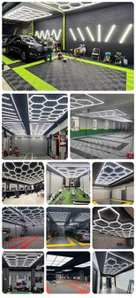 Hexagon ledverlichting voor oa garage, werkplaats, kapsalon, fitness ruimte, energiezuinig,  aluminium frame, kunststof kap