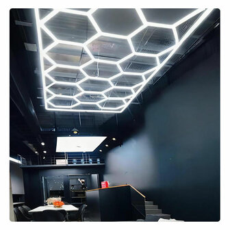 Hexagon ledverlichting voor oa garage, werkplaats, kapsalon, fitness ruimte, energiezuinig,  aluminium frame, kunststof kap