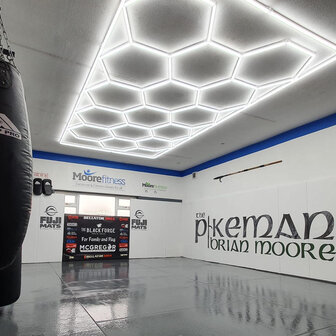 Hexagon ledverlichting voor oa garage, werkplaats, kapsalon, fitness ruimte, energiezuinig,  aluminium frame, kunststof kap