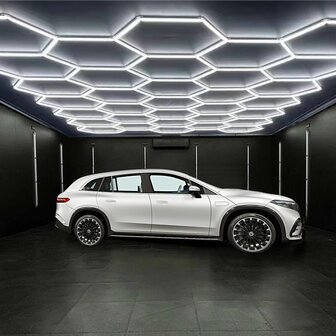 Hexagon ledverlichting voor oa garage, werkplaats, kapsalon, fitness ruimte, energiezuinig,  aluminium frame, kunststof kap