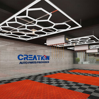 Hexagon ledverlichting voor oa garage, werkplaats, kapsalon, fitness ruimte, energiezuinig,  aluminium frame, kunststof kap
