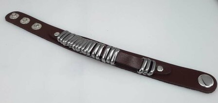 Glattlederarmband &ndash; Ringe &amp; Druckknopfverschluss, Schwarz oder Braun