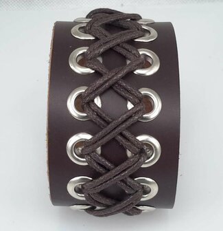 Breites Lederband, geschn&uuml;rt, braun oder schwarz