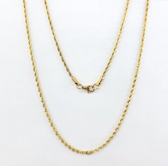 RVS Goudkleurige twisted ketting Lengte 45 cm