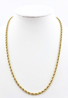Edelstahl Goldfarbene Halskette aus gedrehter Kordel, L&auml;nge 45 cm