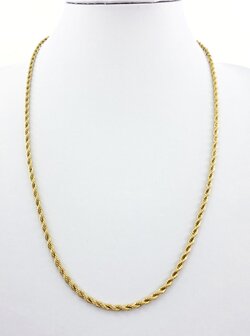 Edelstahl Goldfarbene Halskette aus gedrehter Kordel, L&auml;nge 50 cm