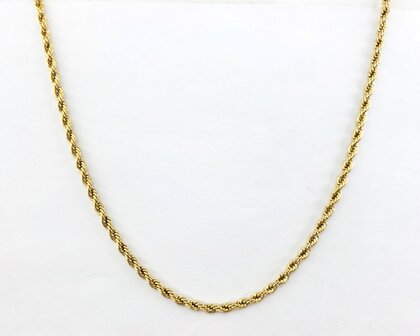 Edelstahl Goldfarbene Halskette aus gedrehter Kordel, L&auml;nge 50 cm