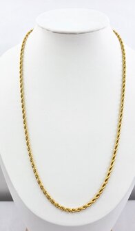 Edelstahl Goldfarbene Halskette aus gedrehter Kordel, L&auml;nge 60 cm