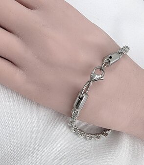 Edelstahl Silberfarbenes gedrehtes Armband, 18,19, 21 cm