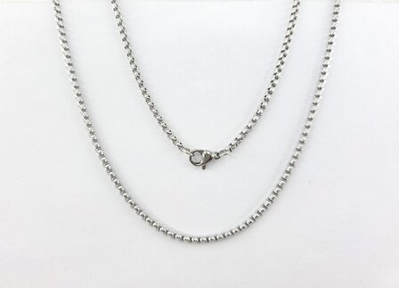 ketting L 70cm open jasseron schakels, edelstaal