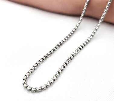 ketting L 90cm open jasseron schakels, edelstaal