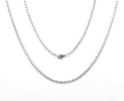 Ketting - RVS ronde schakel L 45 cm - D 2.5mm 
