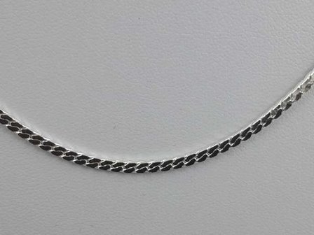 Ketting, 46 cm, zilverkleur brede plat.