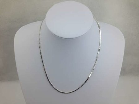 Ketting, 46 cm, zilverkleur brede plat.