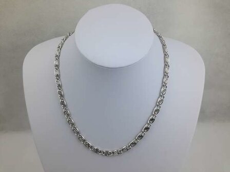 Ketting, 48 cm, zilverkleur brede plat.