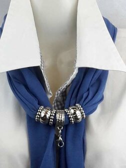 Sjaal met mix koppelstuk en ringen kleur: marineblauw.