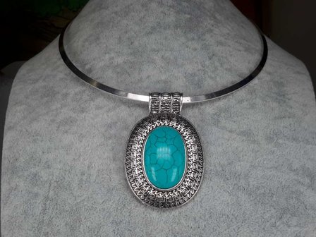 Spanger ketting, Howliet edelsteen, turquoise