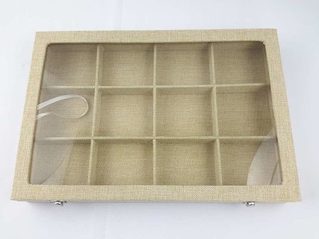 Luxe presentatie box, 12 vaks, Jute