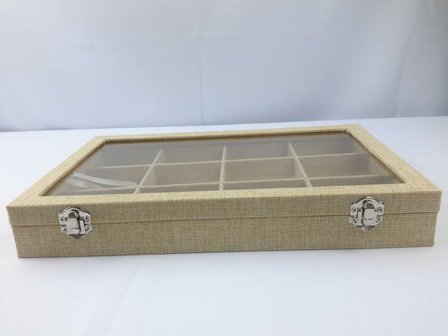 Luxe presentatie box, 12 vaks, Jute