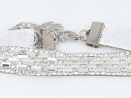 Choker Kette, strass, weiss