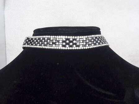 Choker Ketting, strass, zwart