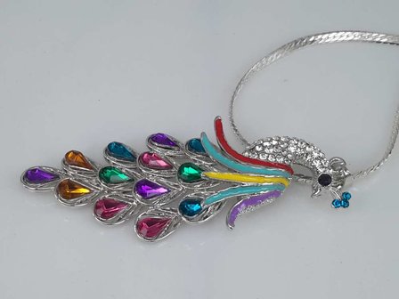 Pfau, wei&szlig;er Strass, farbige schwanz und feder