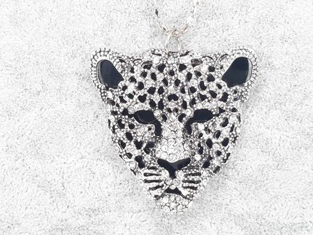 Leopard Kopf, feiner Strass, schwarzer Hintergrund