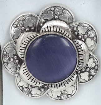 Magnet Brosche, metall, schmetterlingblume, lila Katzenauge, strass