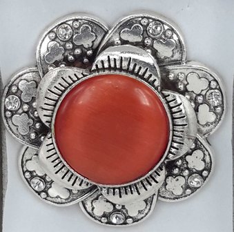 Magnet Brosche, metall, schmetterlingblume, rot Katzenauge, strass