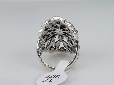 Fashion ring met ovaal model in antraciet kristal. doos 50 stuks