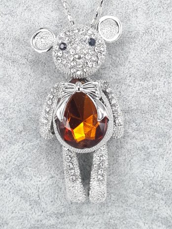 großer Teddybär, Körper farbiger facette glass, schwarz Facette augen, strass