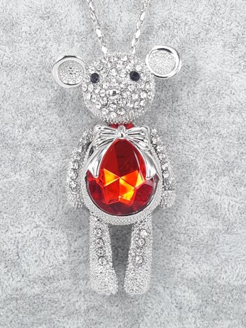 großer Teddybär, Körper farbiger facette glass, schwarz Facette augen, strass