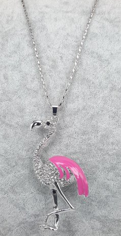 großer Flamingo, Flügel farbig, schwarzes auge, strass