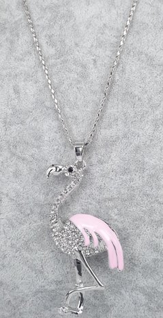 großer Flamingo, Flügel farbig, schwarzes auge, strass